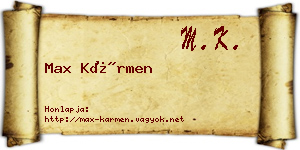 Max Kármen névjegykártya